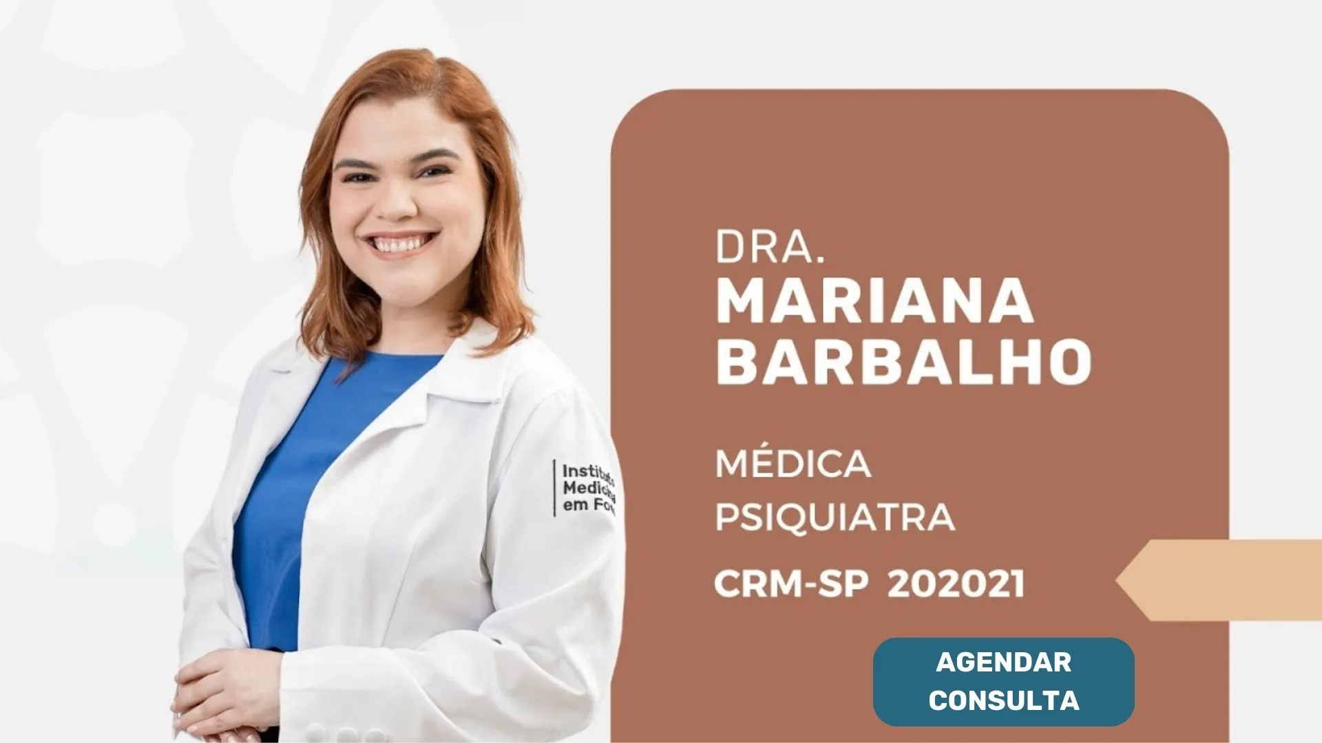 Imagem da Dra. Mariana Barbalho, psiquiatra especializada em saúde mental e obesidade, oferecendo tratamento de transtornos alimentares no Instituto Medicina em Foco. Psiquiatra para transtorno alimentar com abordagem empática e especializada.